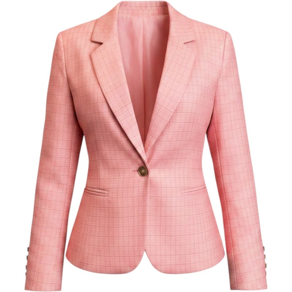 Pink Plaid Blazer Homeyee Womens XL Lined Business Casual Jacket Single Button